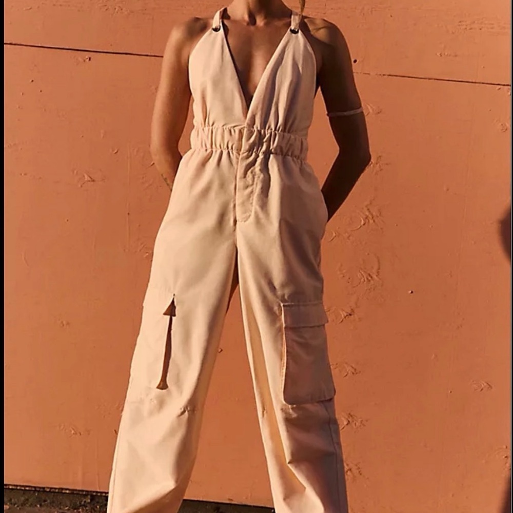 Peach Overalls with Adjustable Straps fe movemens by Free people - Picture 1 of 8
